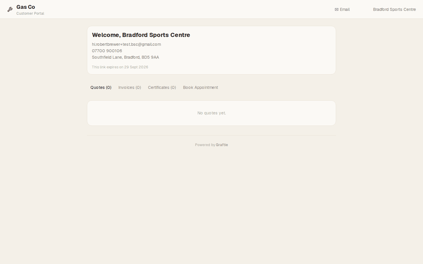 Online Booking — real Graftie dashboard screenshot