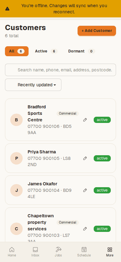 PWA Offline — real Graftie dashboard screenshot
