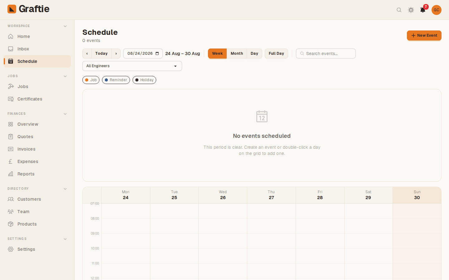 Smart Scheduling — real Graftie dashboard screenshot